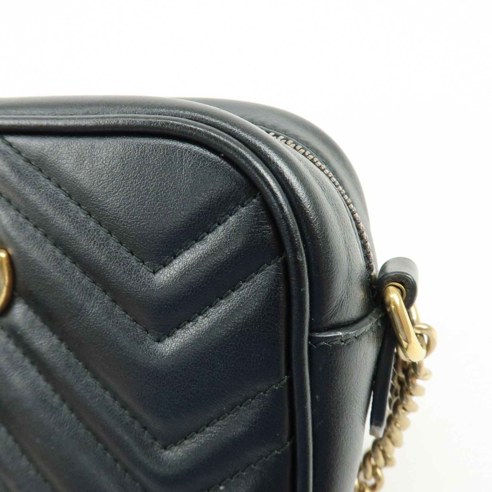 GG Marmont Leather Chevron Shoulder Crossbody Bag Black 448065 — view 14