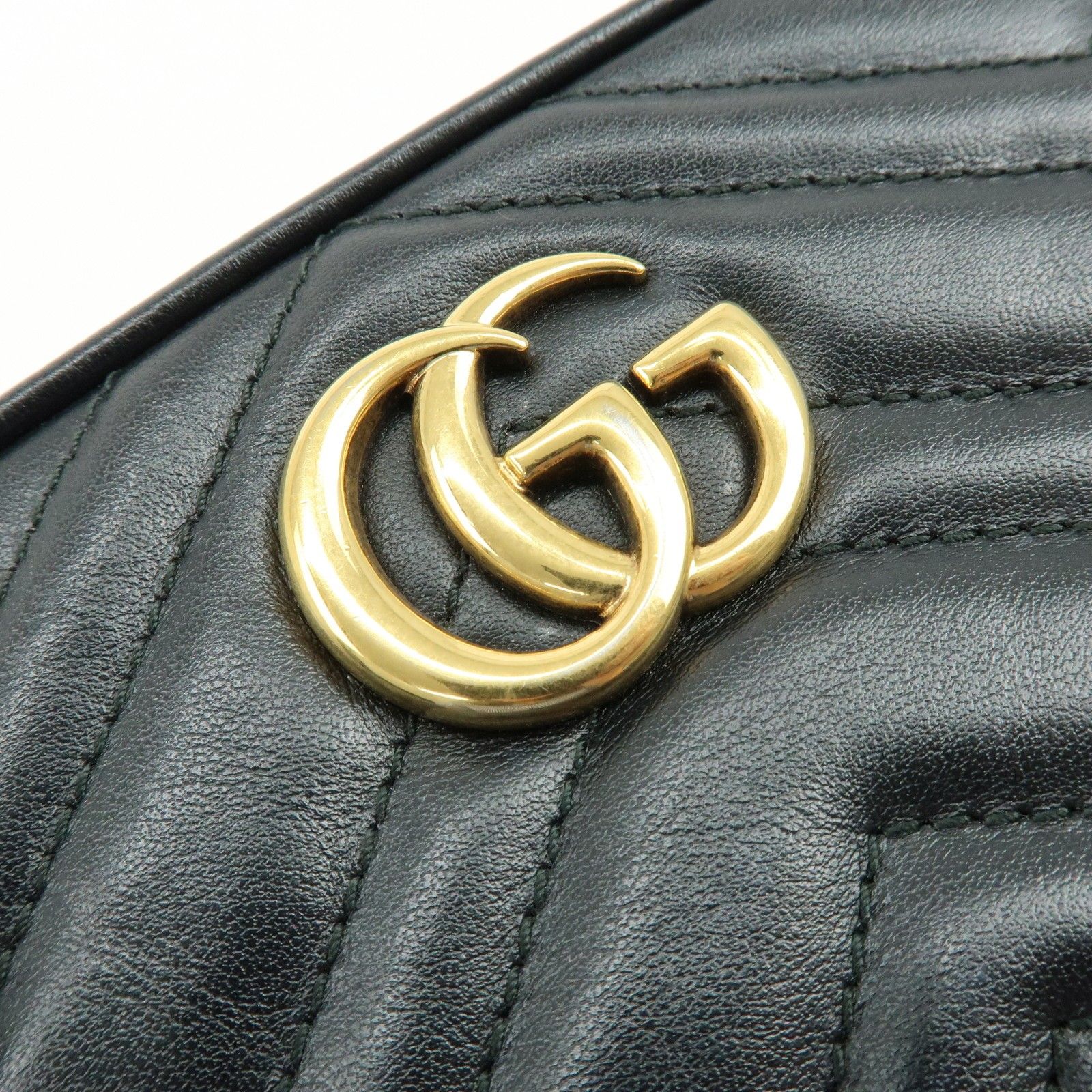GG Marmont Leather Chevron Shoulder Crossbody Bag Black 448065 — view 17