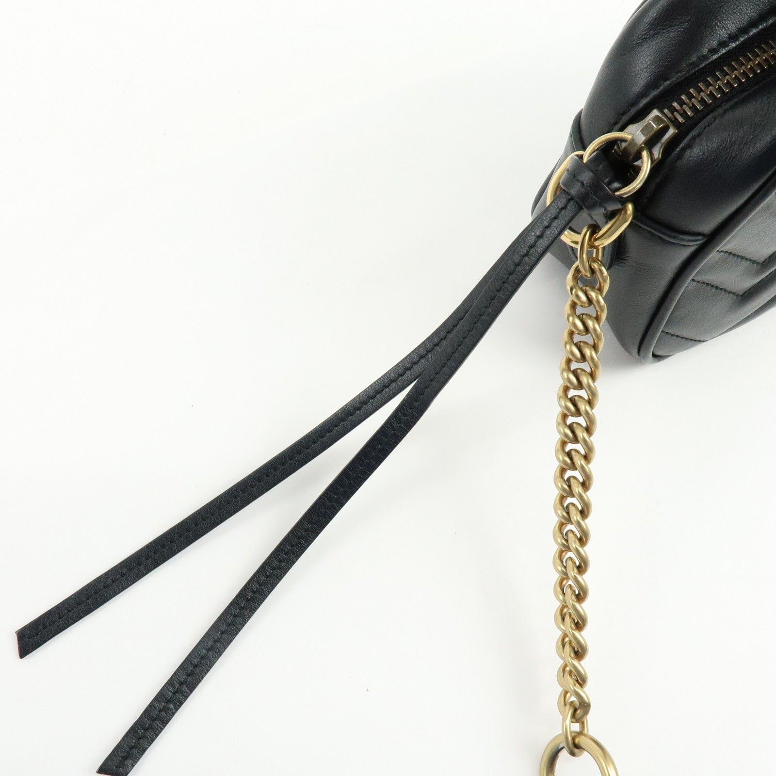 GG Marmont Leather Chevron Shoulder Crossbody Bag Black 448065 — view 18