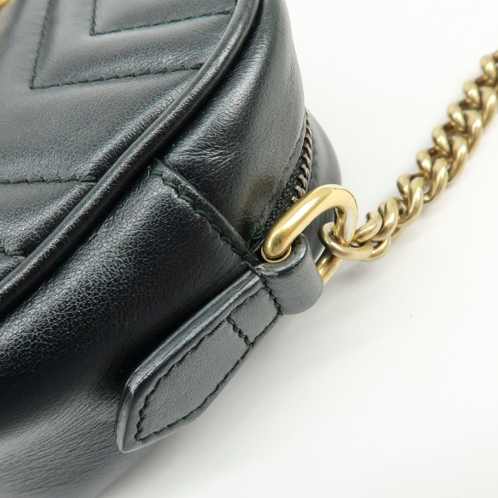 GG Marmont Leather Chevron Shoulder Crossbody Bag Black 448065 — view 9