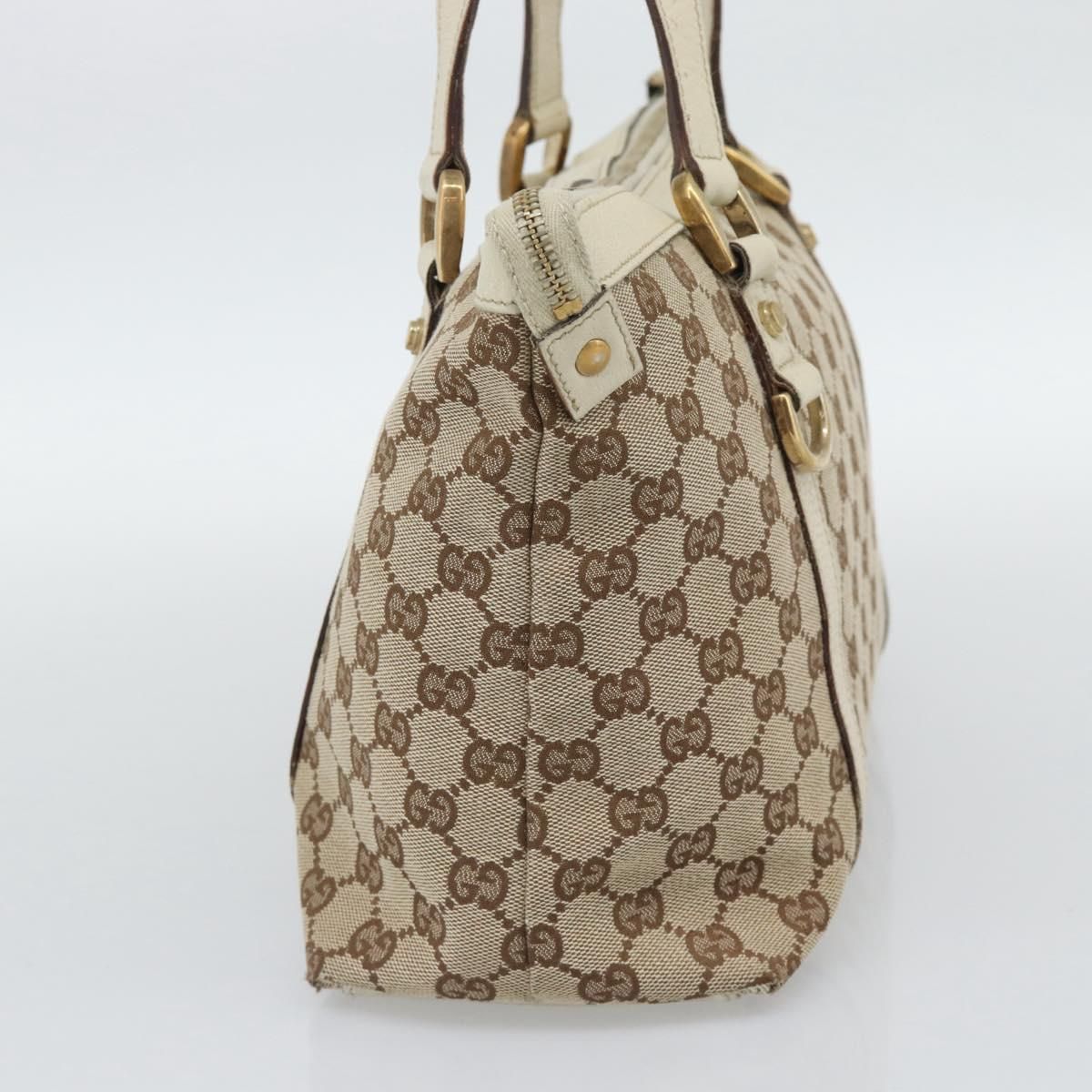 Abbey Hand Bag Beige Gold Tone 141470 Auth, Neutral — view 4