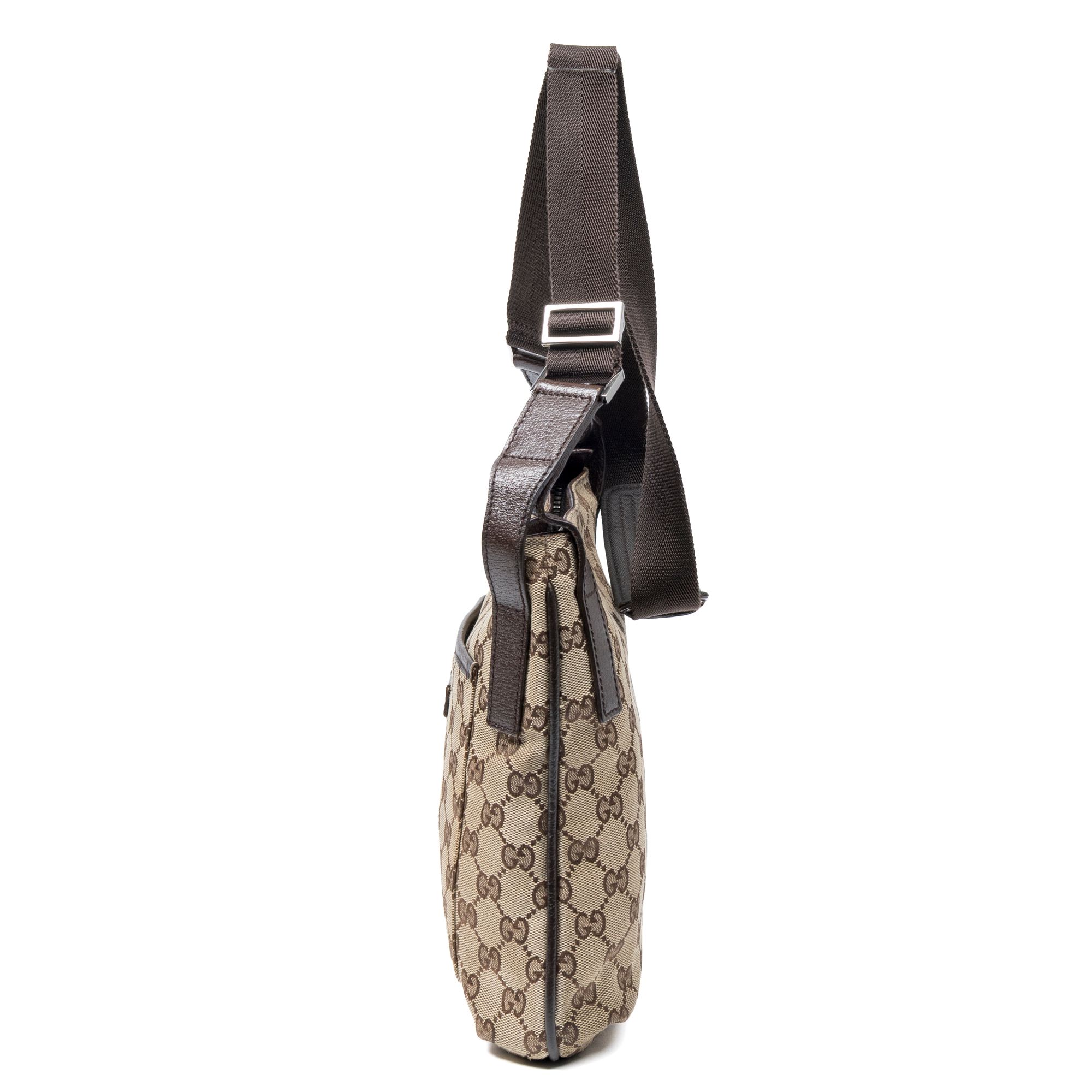 Front Slip Pocket Crossbody Beige/Brown Monogrammed Canvas Silver — view 3