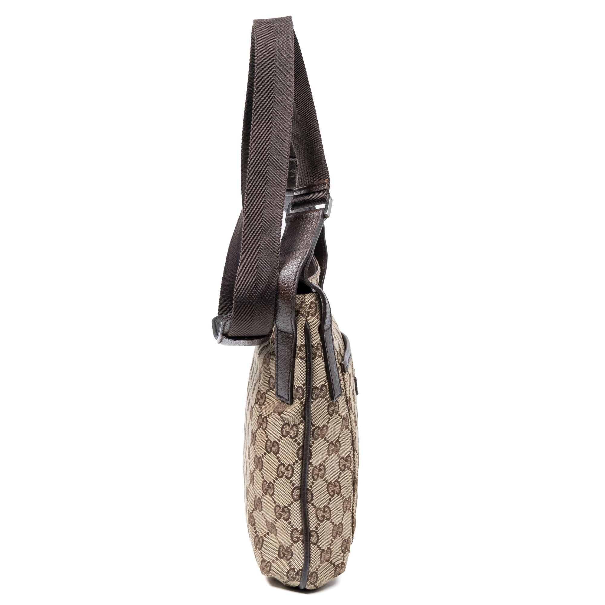 Front Slip Pocket Crossbody Beige/Brown Monogrammed Canvas Silver — view 4