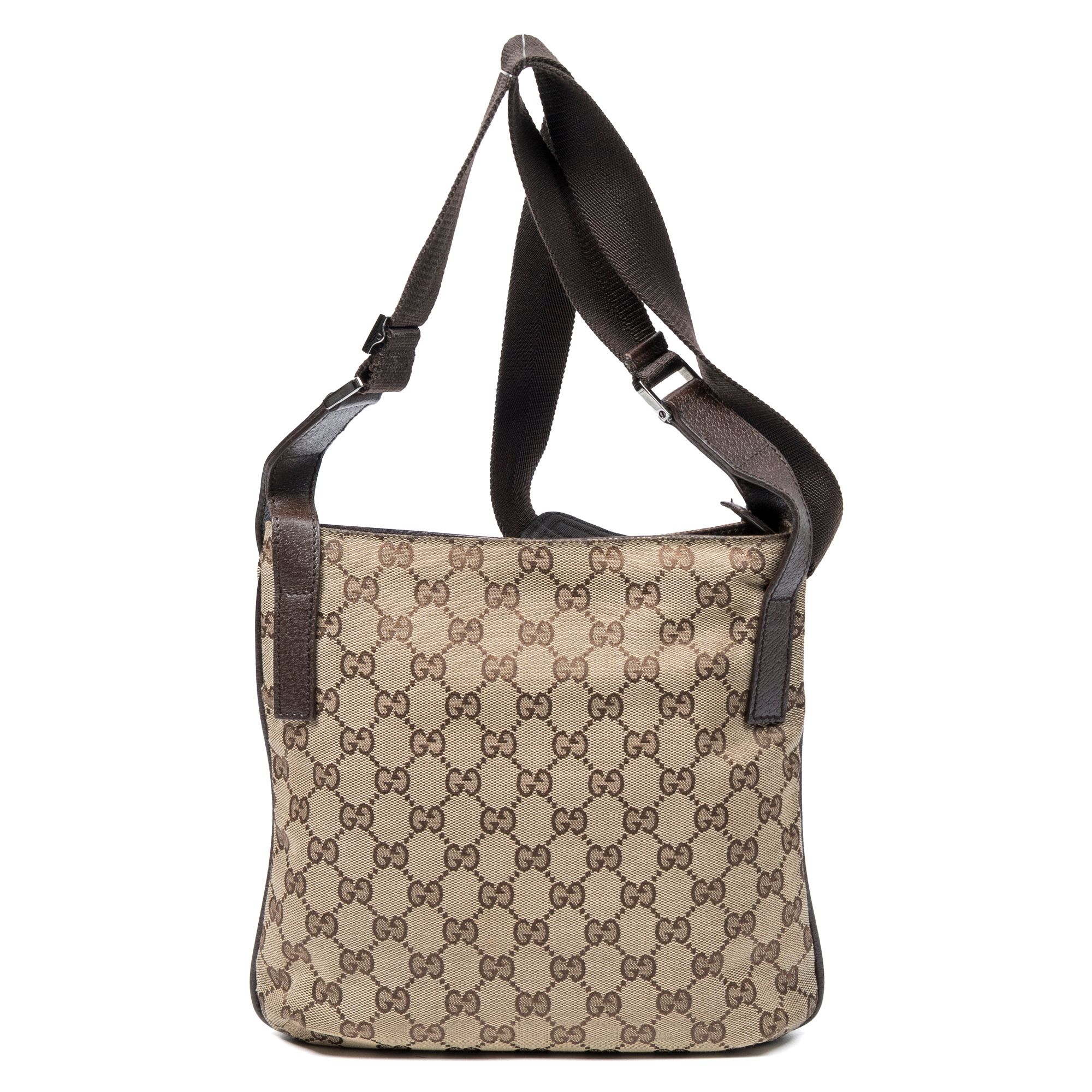 Front Slip Pocket Crossbody Beige/Brown Monogrammed Canvas Silver — view 5