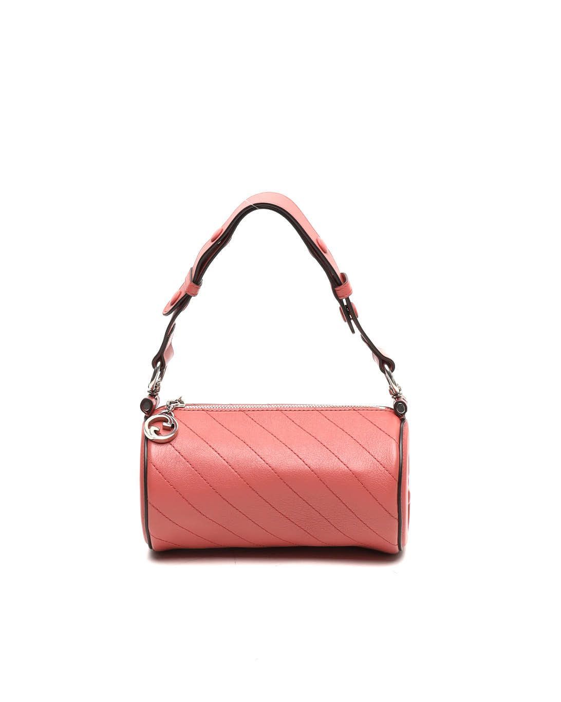 Sakai Be Green Calfskin Diagonal Stitched Mini Blondie Barrel Shoulder Bag