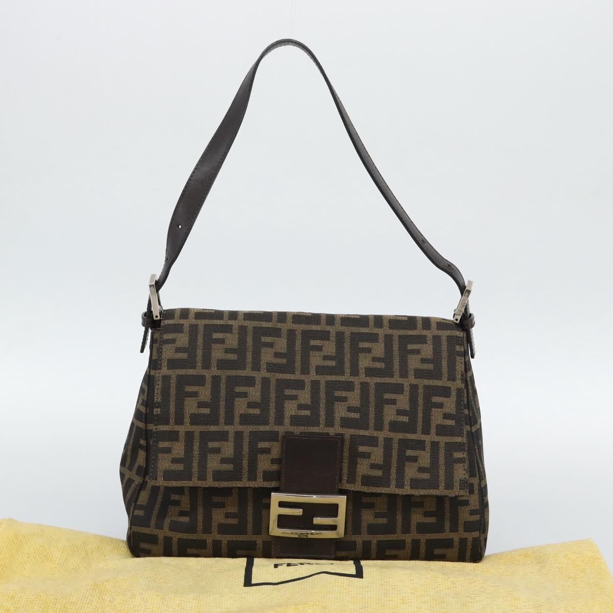 Mama Baguette Shoulder Bag Brown Black Auth, Brown — view 12