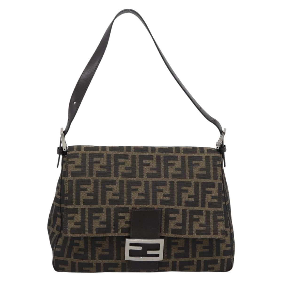 Mama Baguette Shoulder Bag Brown Black Auth, Brown — view 13