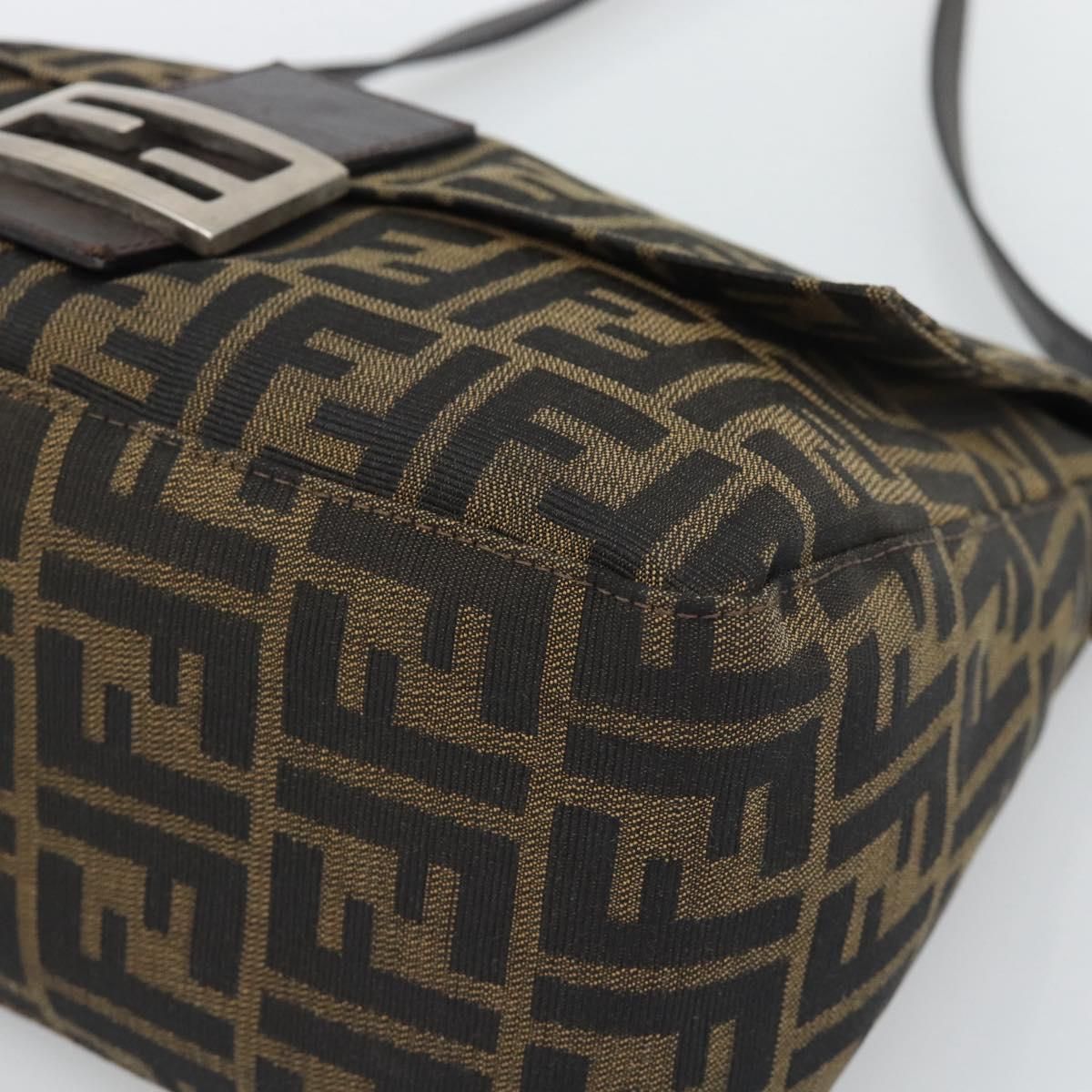 Mama Baguette Shoulder Bag Brown Black Auth, Brown — view 14