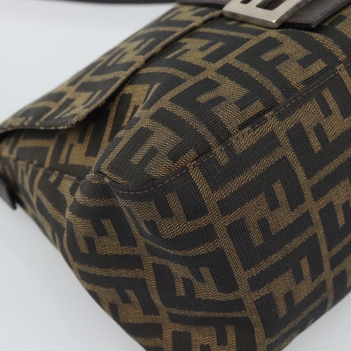 Mama Baguette Shoulder Bag Brown Black Auth, Brown — view 15