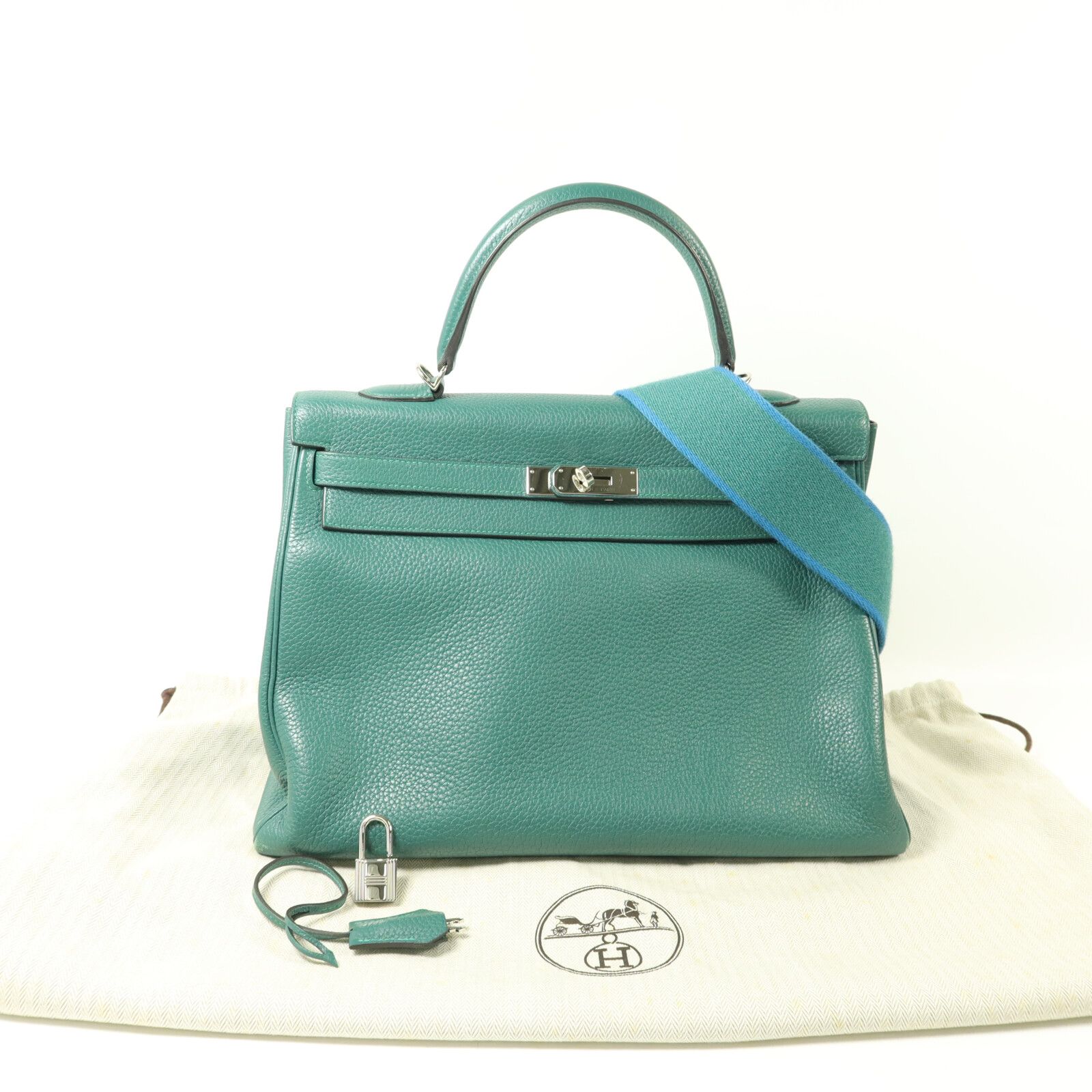 Clemence Leather Malachite Kelly 35 w/PHW — view 12