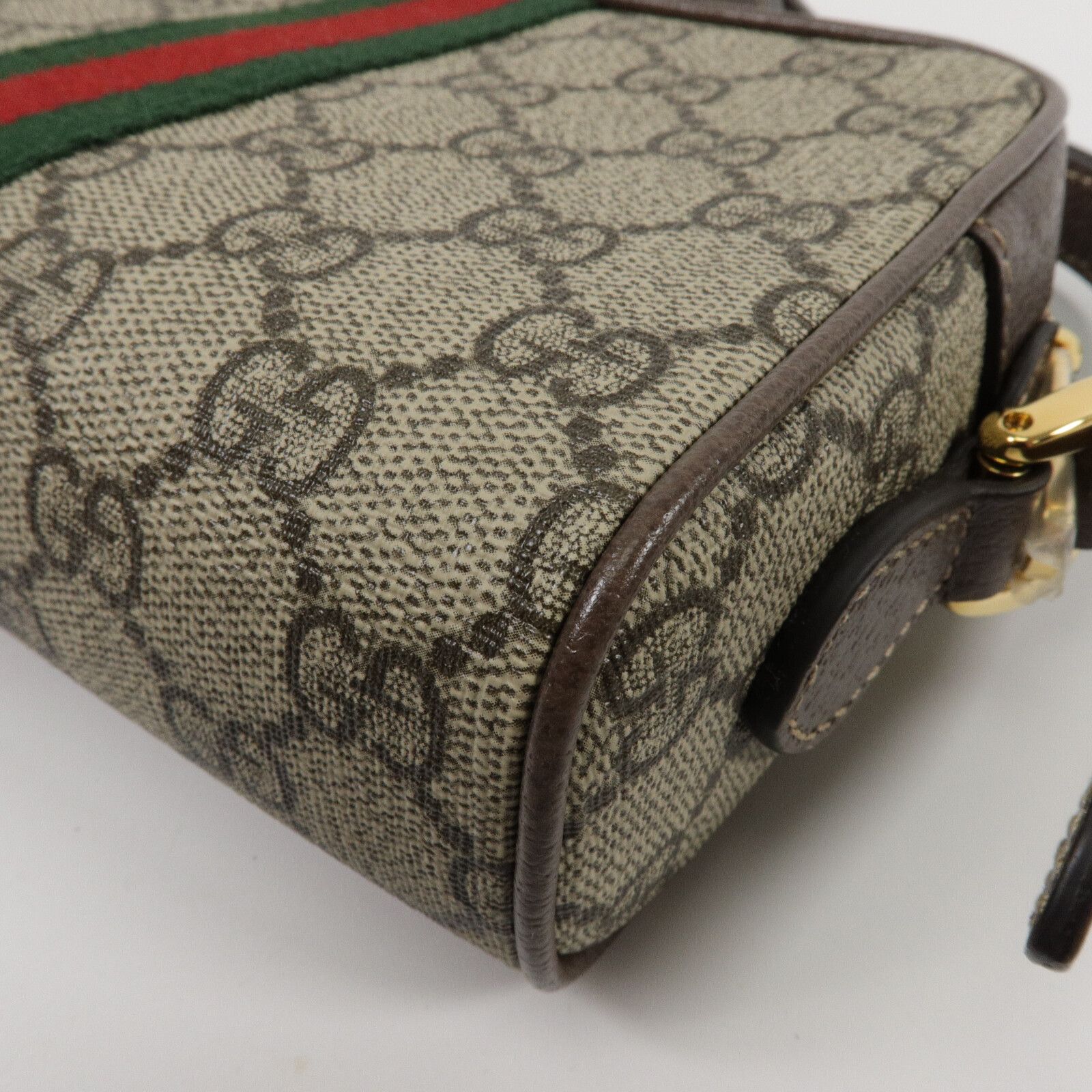GG Supreme Monogram Web Mini Ophidia Shoulder Bag Brown — view 14