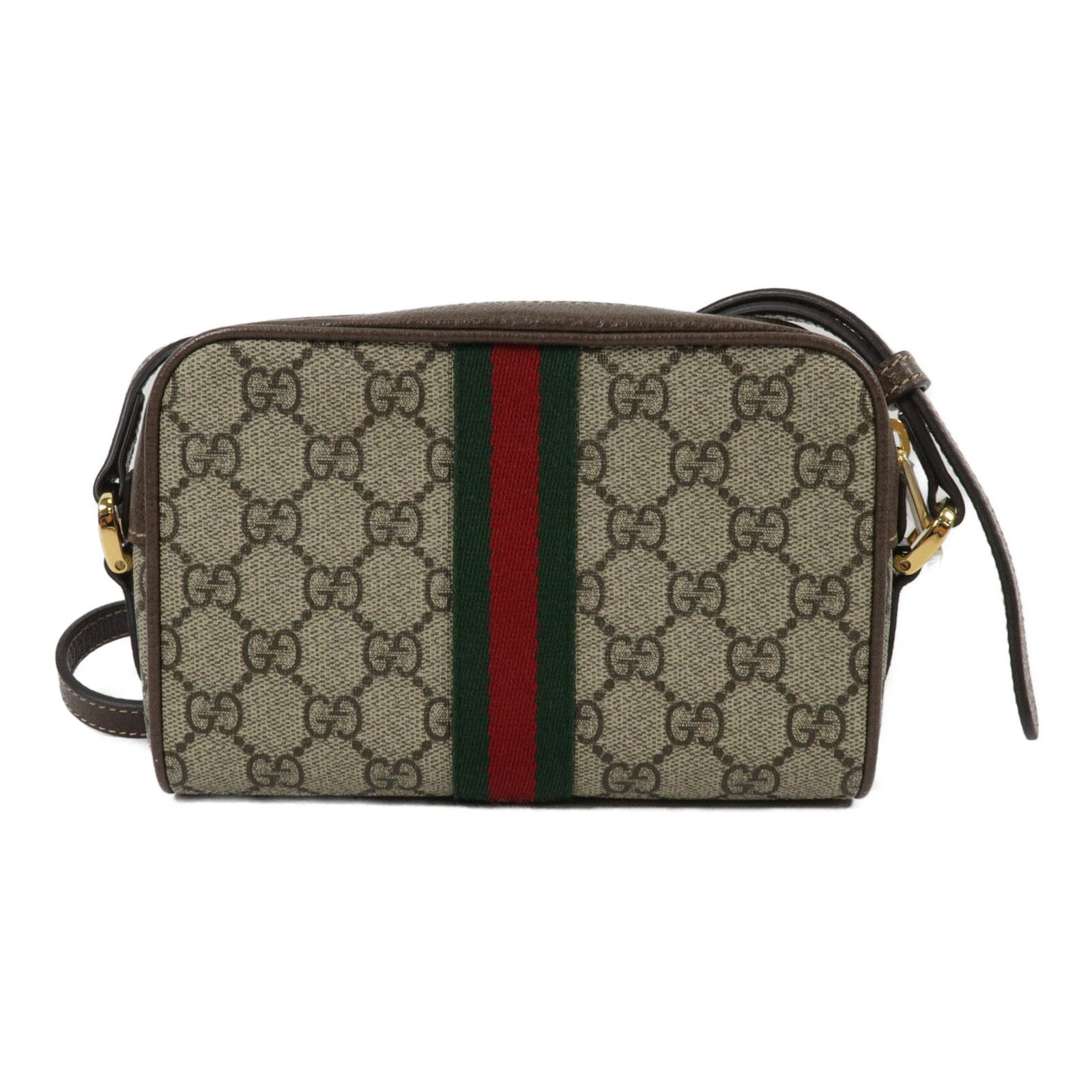 GG Supreme Monogram Web Mini Ophidia Shoulder Bag Brown — view 3