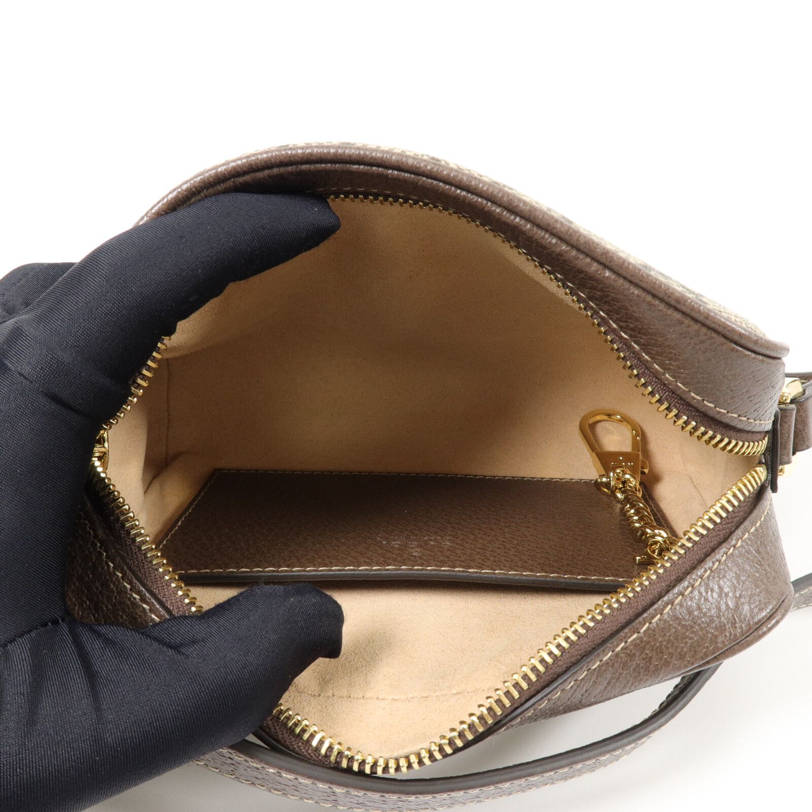 GG Supreme Monogram Web Mini Ophidia Shoulder Bag Brown — view 5