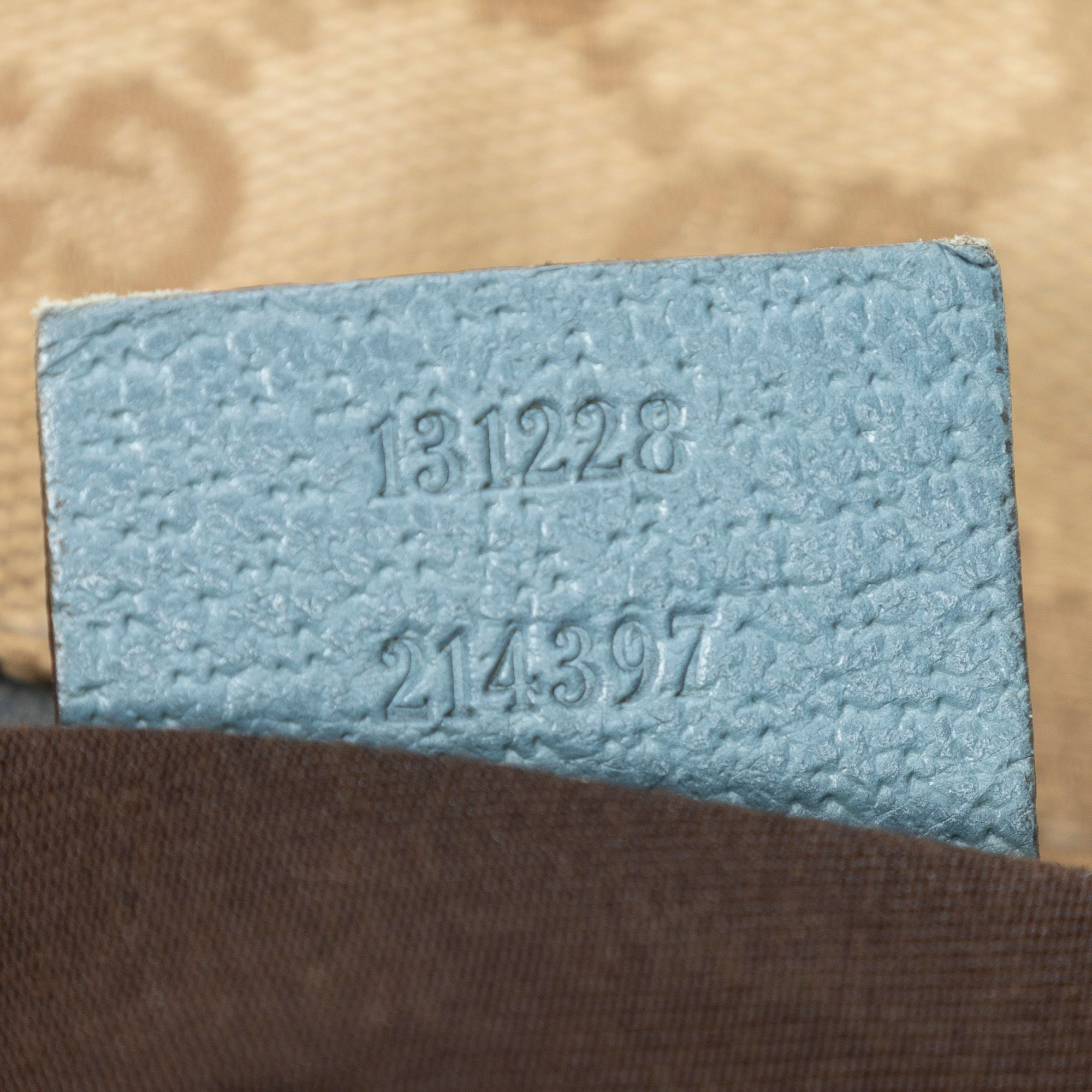 Small Web Trapeze Tote Beige/Light Blue Monogrammed Canvas Silver — view 10