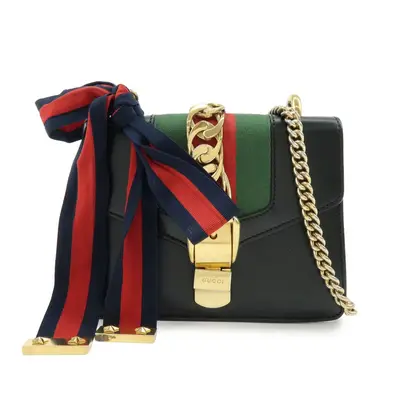 Calfskin Mini Sylvie Shoulder Bag Black