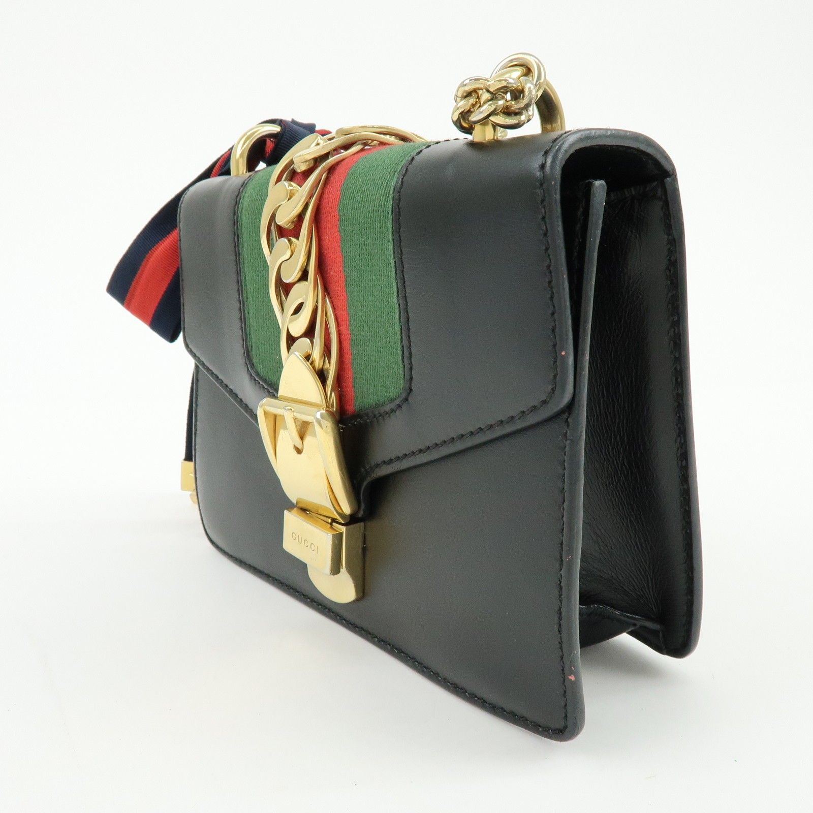 Calfskin Mini Sylvie Shoulder Bag Black — view 3