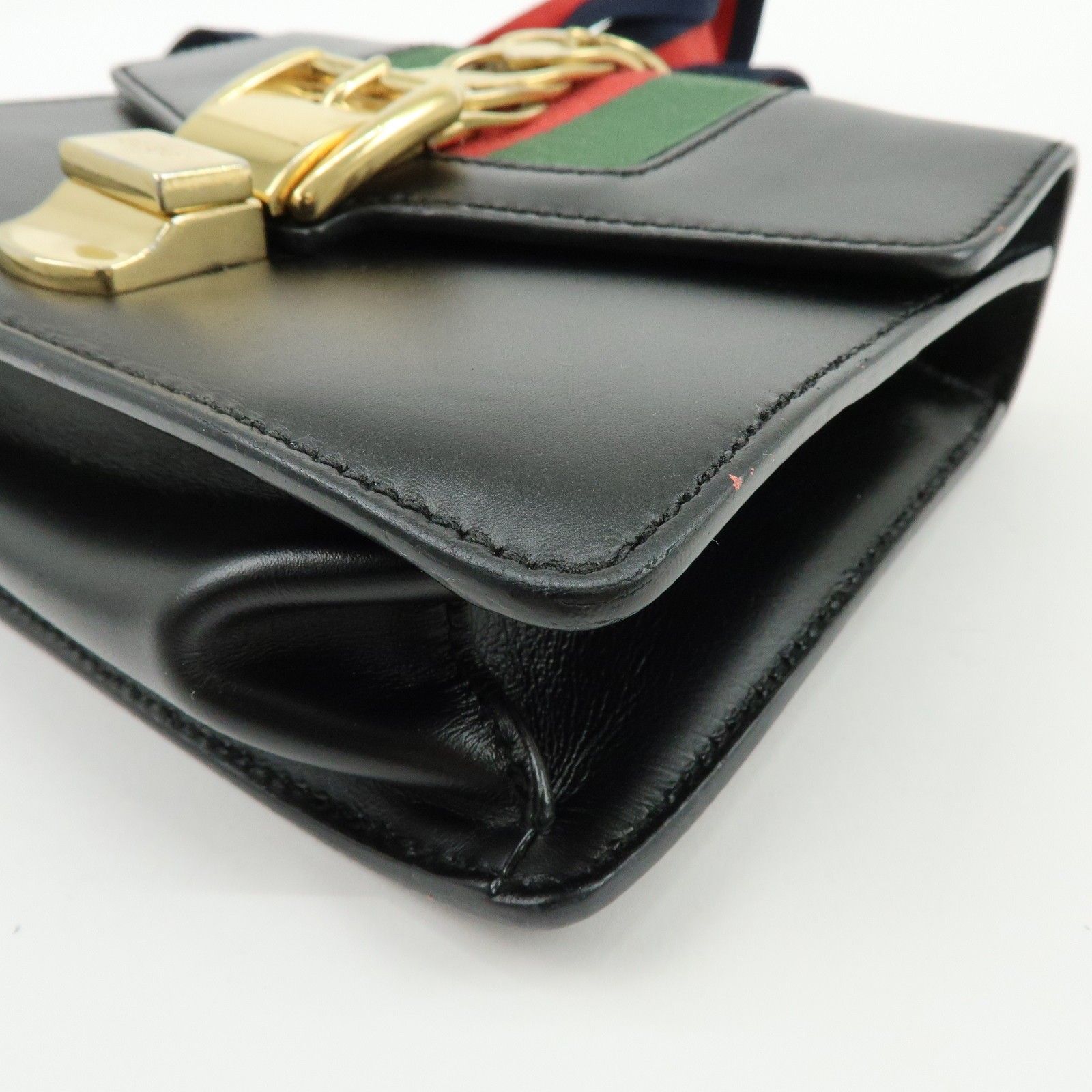 Calfskin Mini Sylvie Shoulder Bag Black — view 9