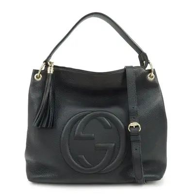SOHO Interlocking G Leather 2Way Bag Shoulder Bag Black 408825