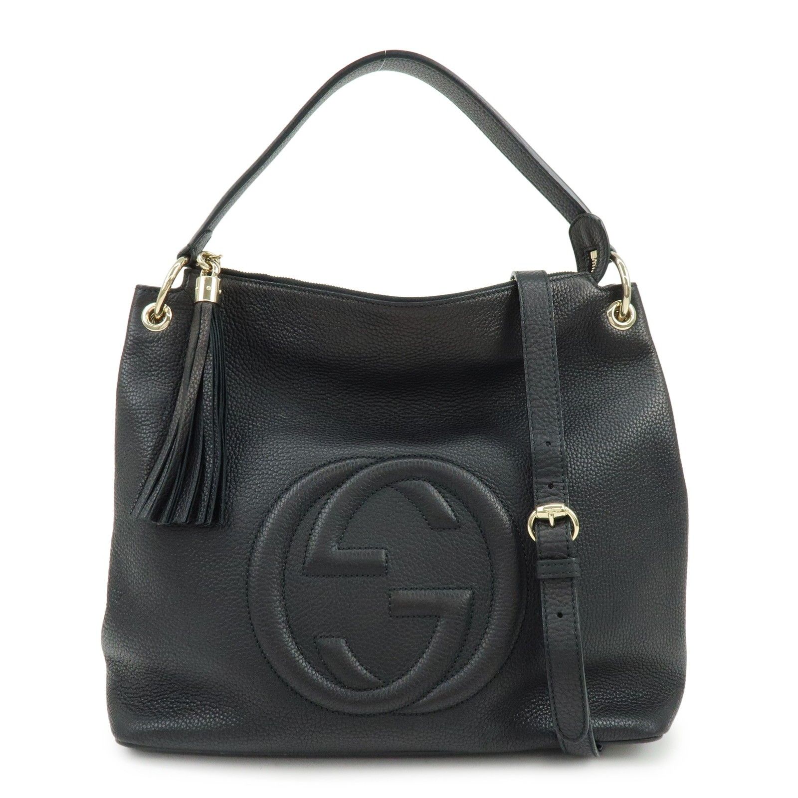 SOHO Interlocking G Leather 2Way Bag Shoulder Bag Black 408825