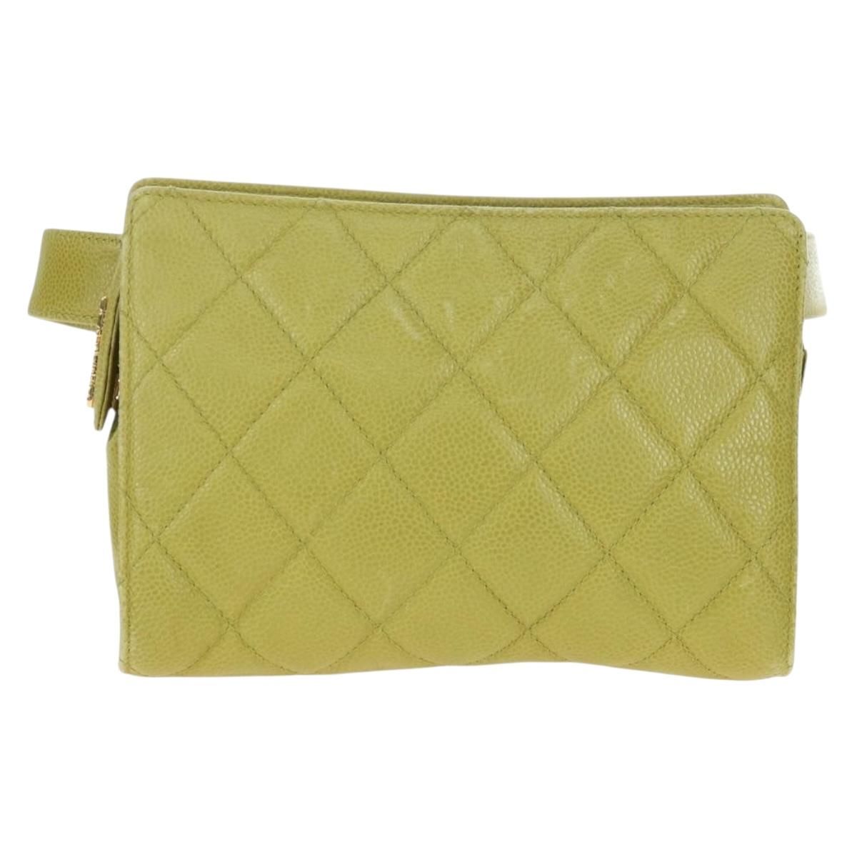 Vintage Lime Caviar Quilted Fanny Pack/Waist Bag w/GHW — view 13