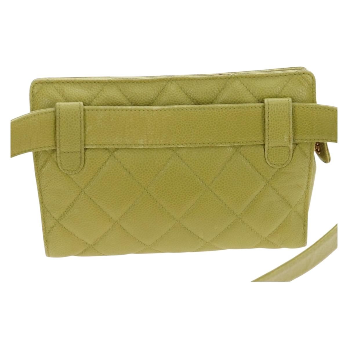 Vintage Lime Caviar Quilted Fanny Pack/Waist Bag w/GHW — view 3