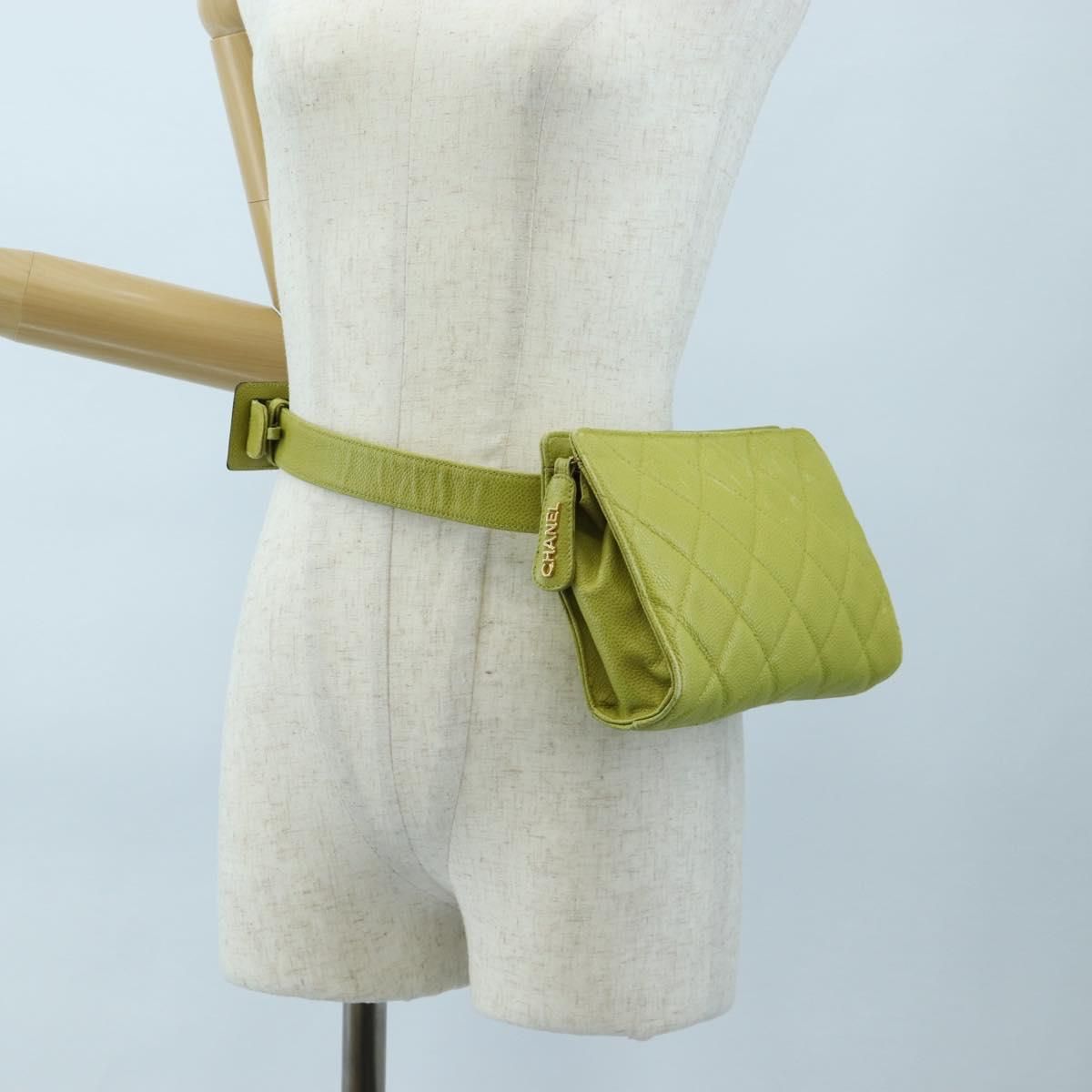 Vintage Lime Caviar Quilted Fanny Pack/Waist Bag w/GHW — view 25