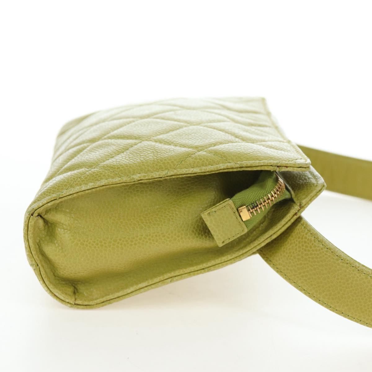Vintage Lime Caviar Quilted Fanny Pack/Waist Bag w/GHW — view 5