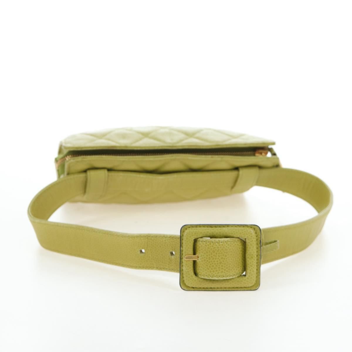 Vintage Lime Caviar Quilted Fanny Pack/Waist Bag w/GHW — view 8