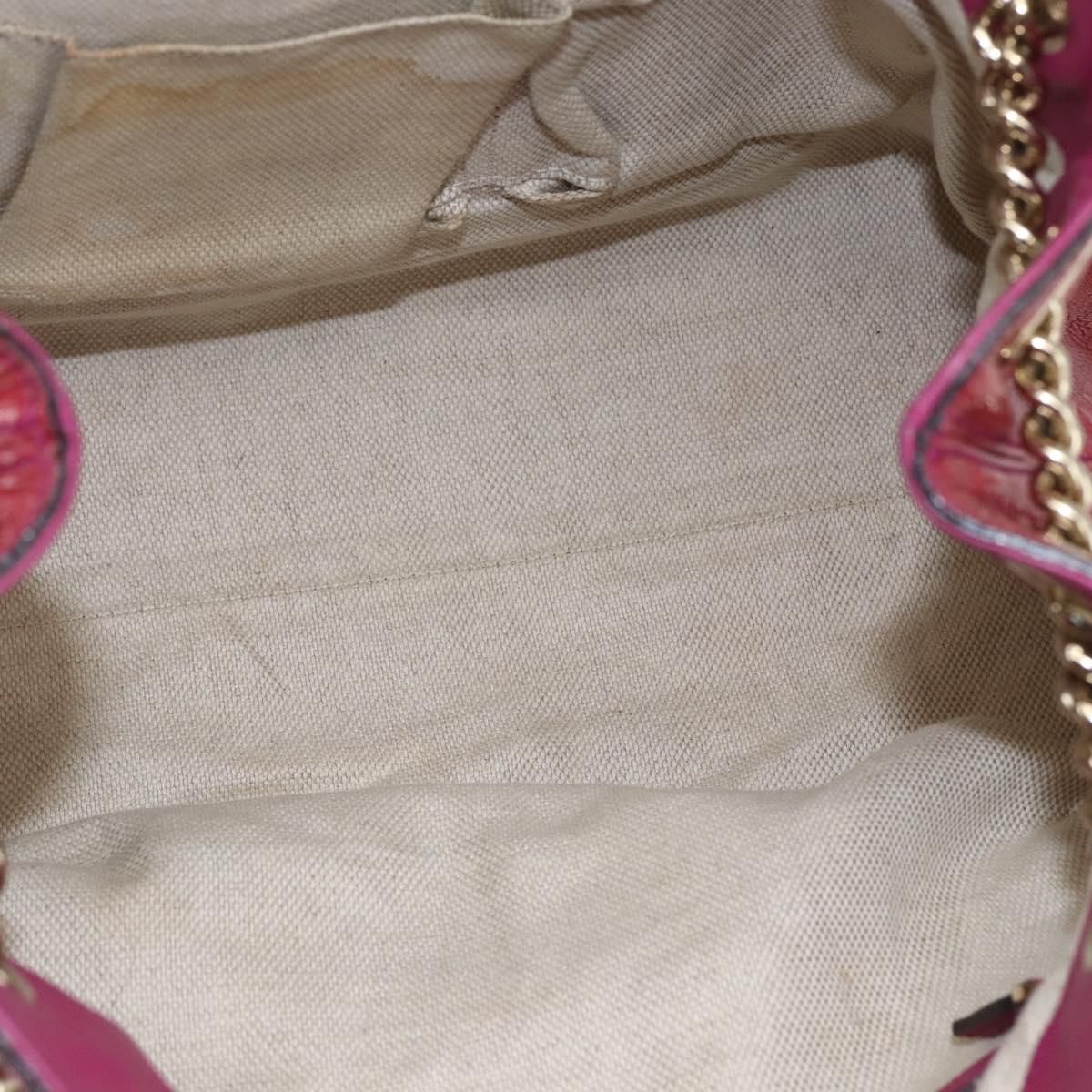 Soho Chain Tote Bag Red Gold Auth — view 11
