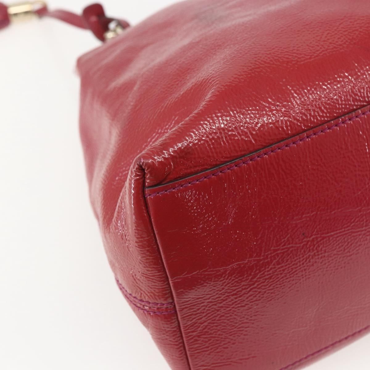 Soho Chain Tote Bag Red Gold Auth — view 14