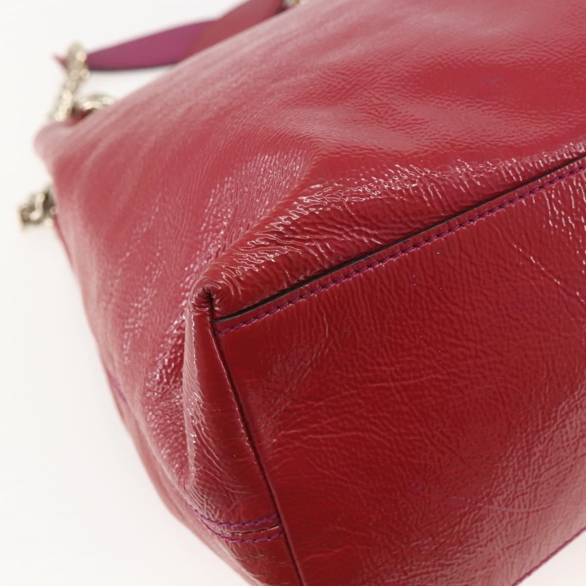 Soho Chain Tote Bag Red Gold Auth — view 16