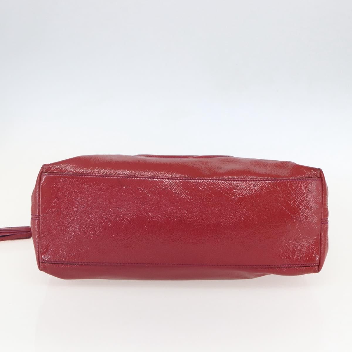 Soho Chain Tote Bag Red Gold Auth — view 5