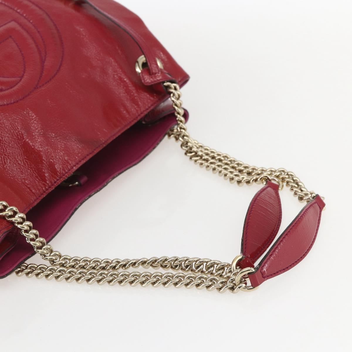 Soho Chain Tote Bag Red Gold Auth — view 7