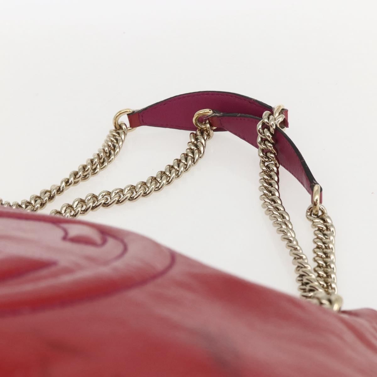 Soho Chain Tote Bag Red Gold Auth — view 8