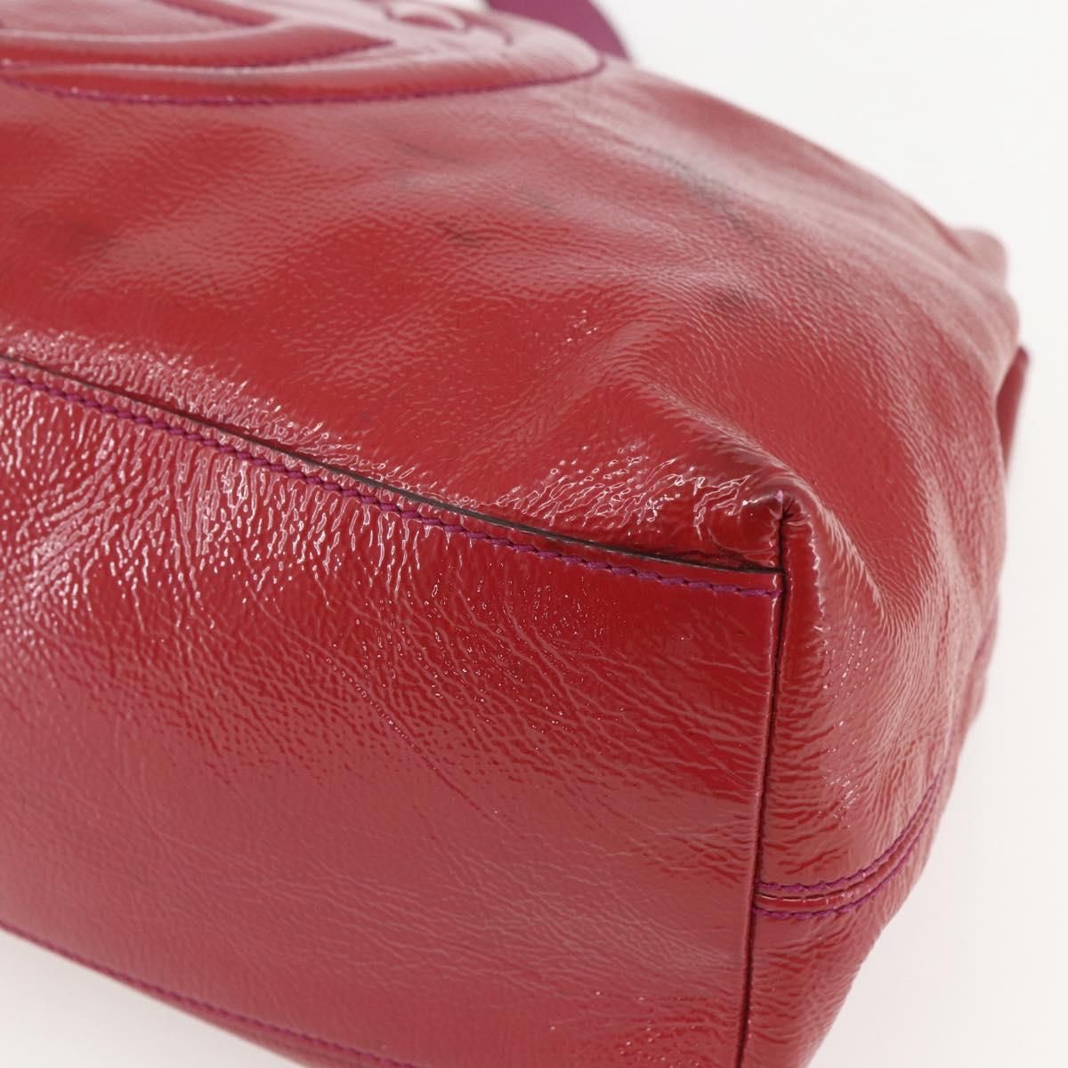 Soho Chain Tote Bag Red Gold Auth — view 9