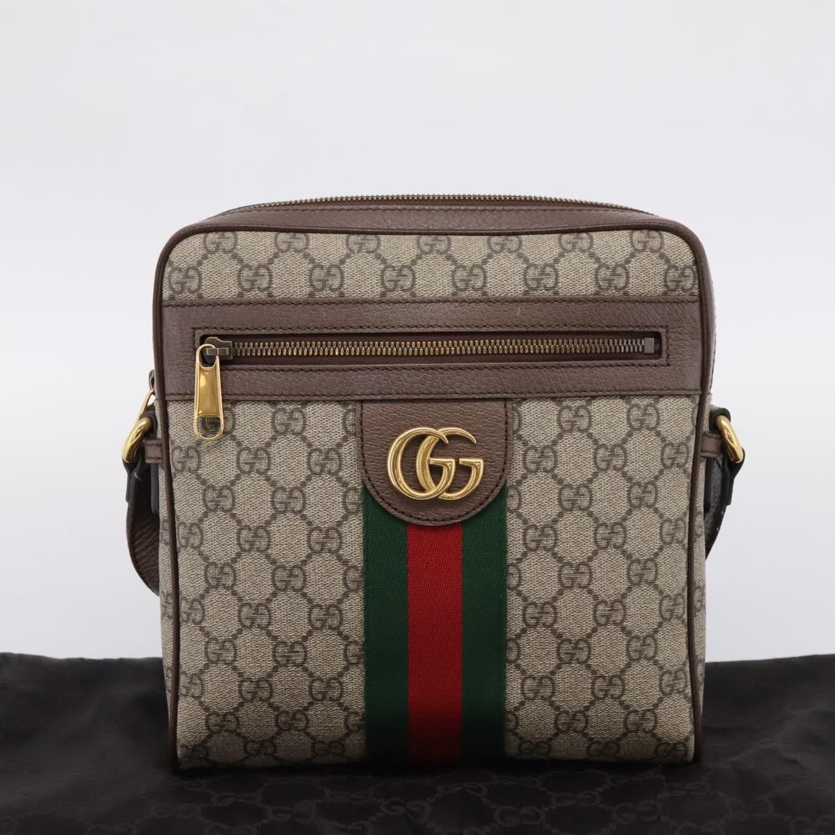 GG Supreme Monogram Web Medium Ophidia Messenger Bag Brown — view 12