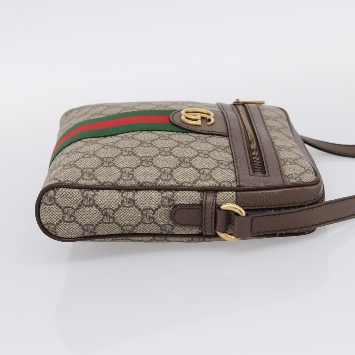 GG Supreme Monogram Web Medium Ophidia Messenger Bag Brown — view 4