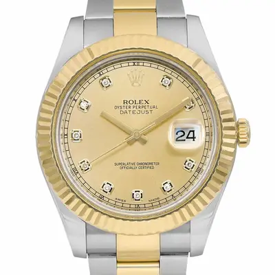 Datejust II 18K Yellow Steel Steel Diamond Champagne Dial Men Watch 116333