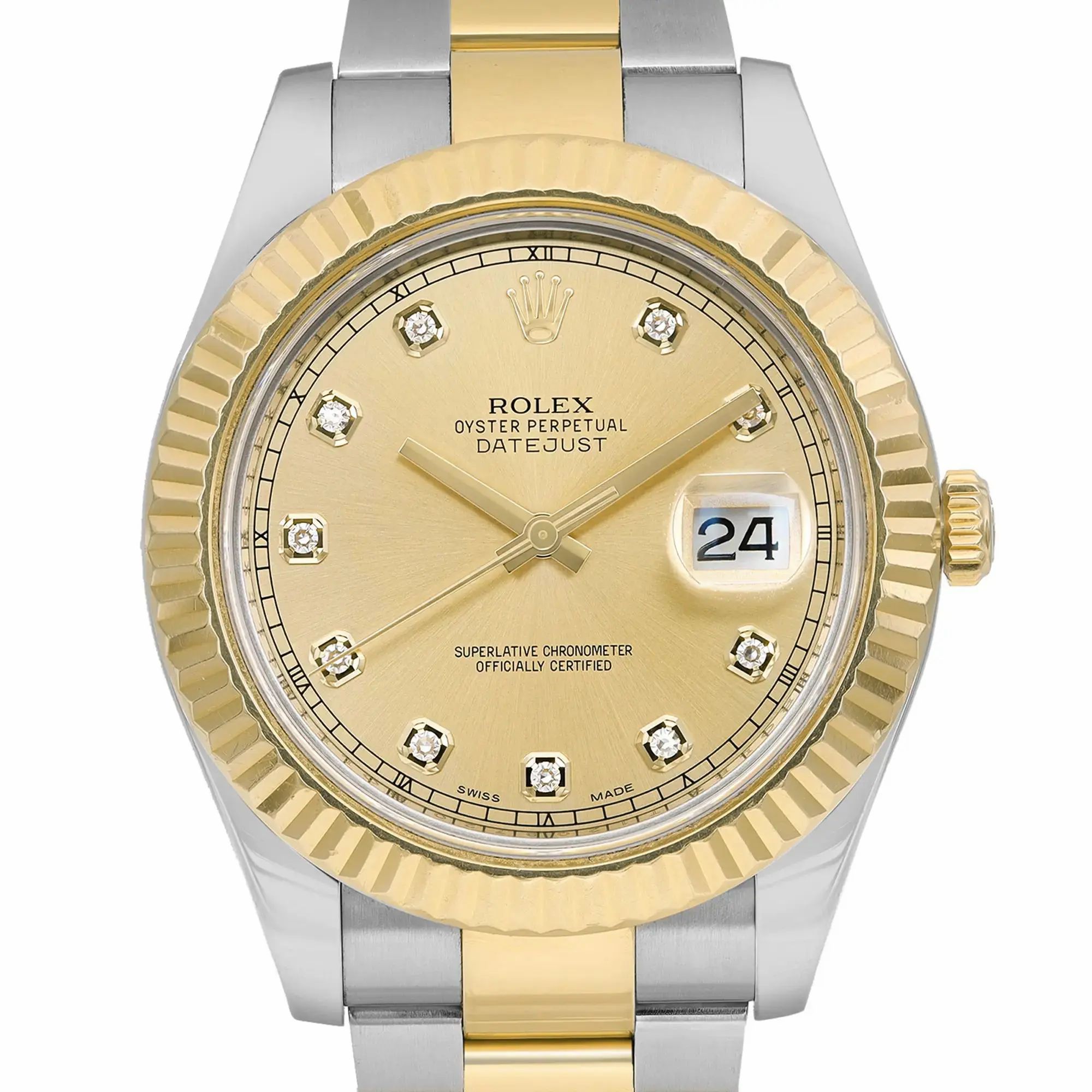 Datejust II 18K Yellow Steel Steel Diamond Champagne Dial Men Watch 116333 — view 2