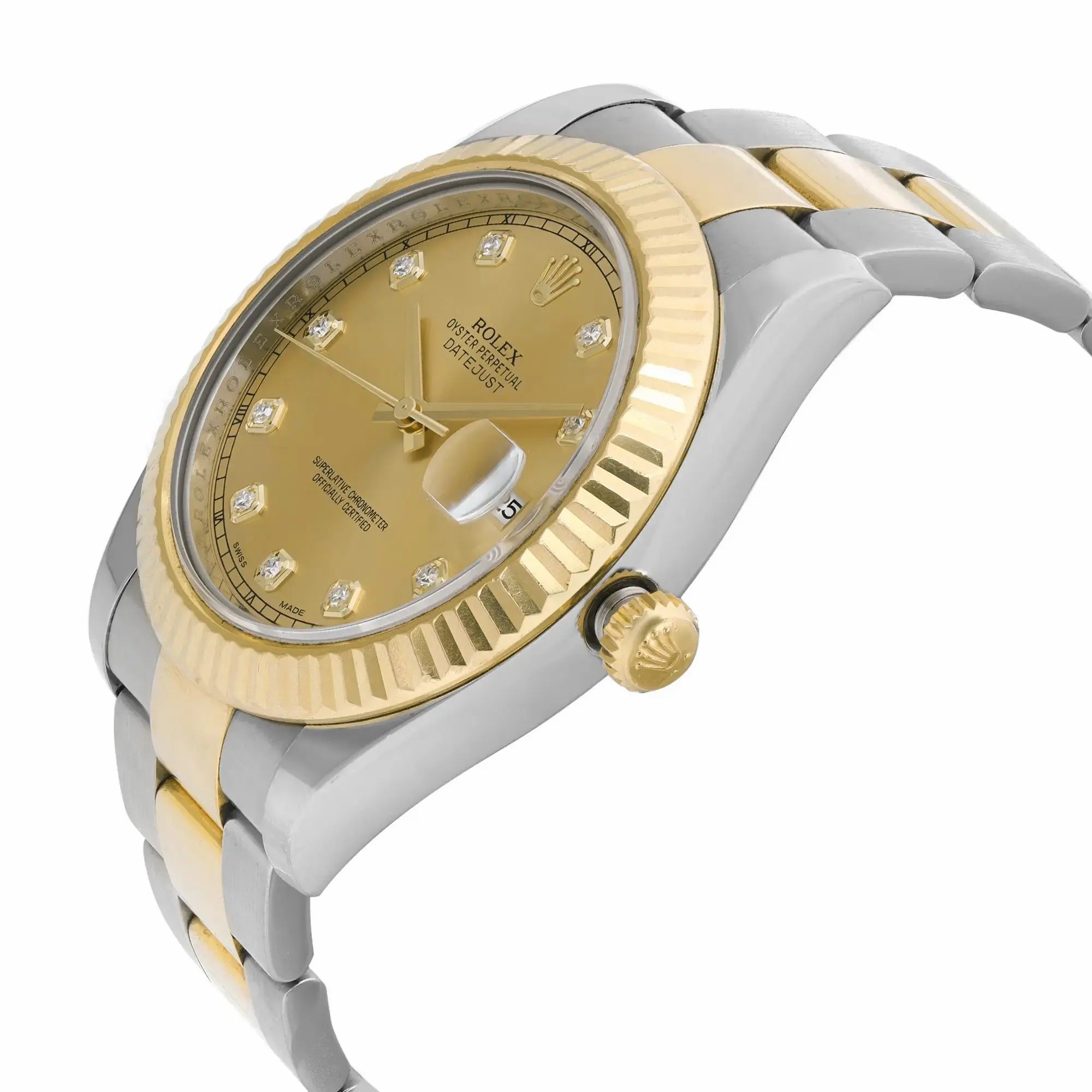 Datejust II 18K Yellow Steel Steel Diamond Champagne Dial Men Watch 116333 — view 3