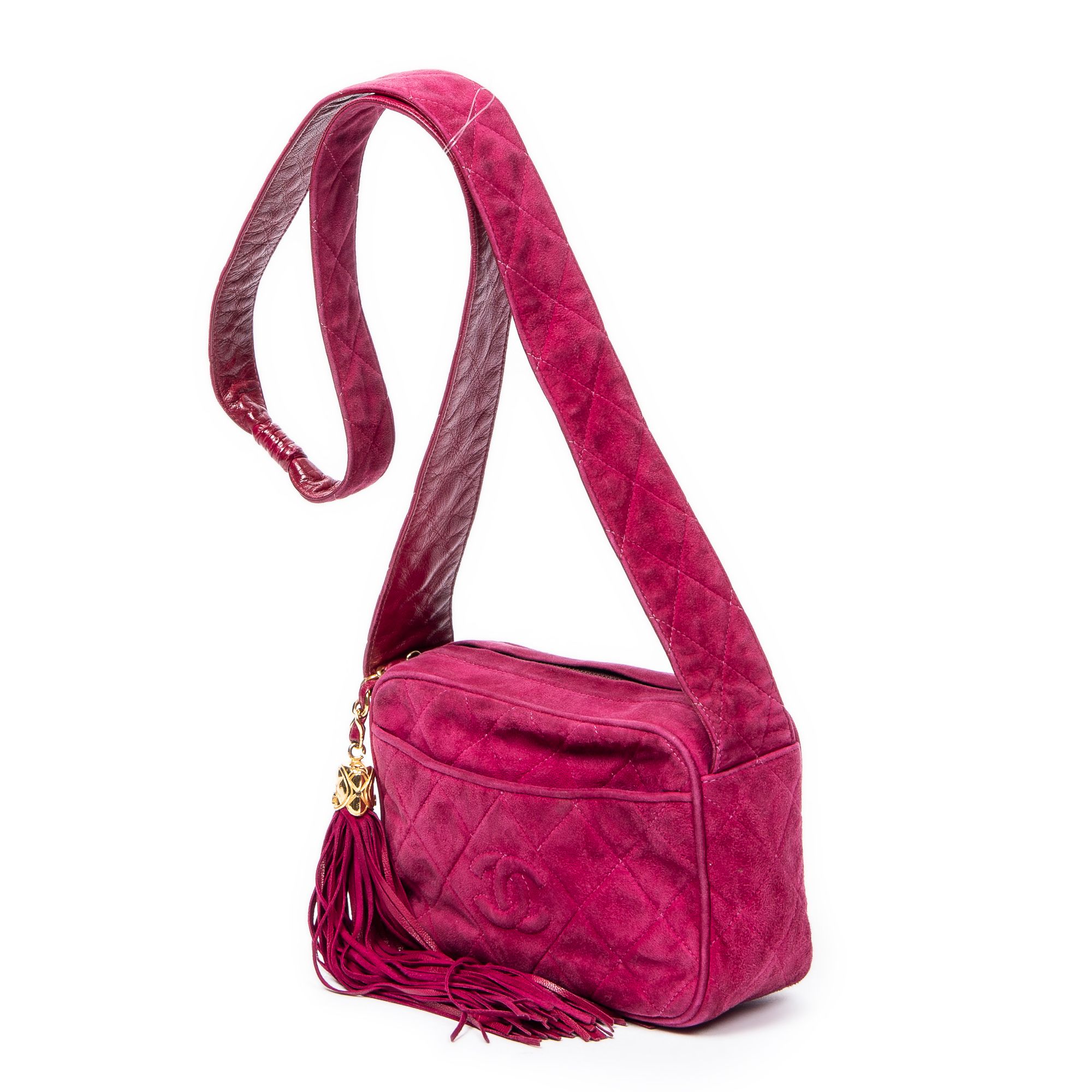Mini CC Fringe Tassel Camera Bag  Quilted Suede Leather — view 2