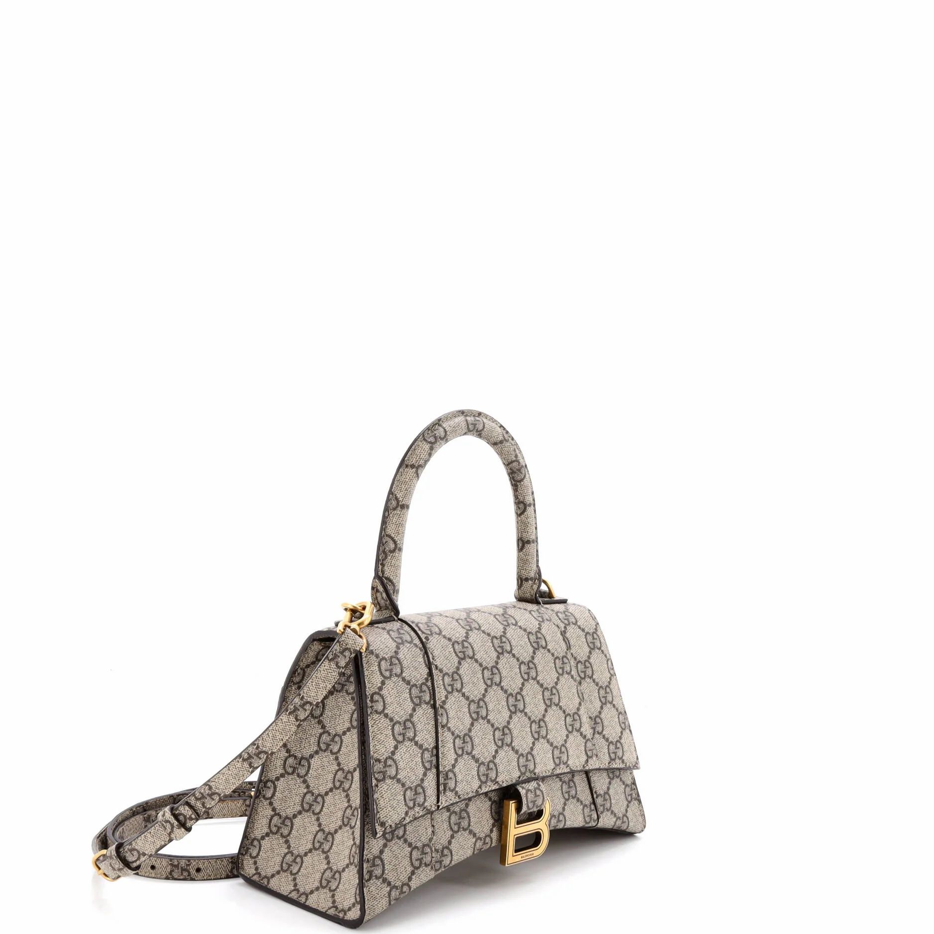 X Balenciaga The Hacker Project Hourglass Top Handle Bag Gg Coated Canvas Small — view 2