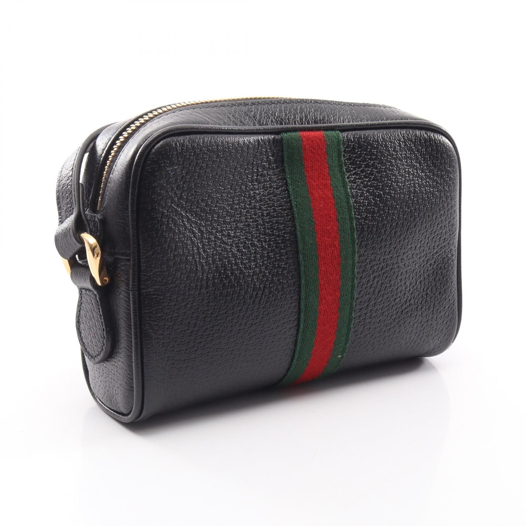Calfskin Web Mini Ophidia Shoulder Bag Black — view 2