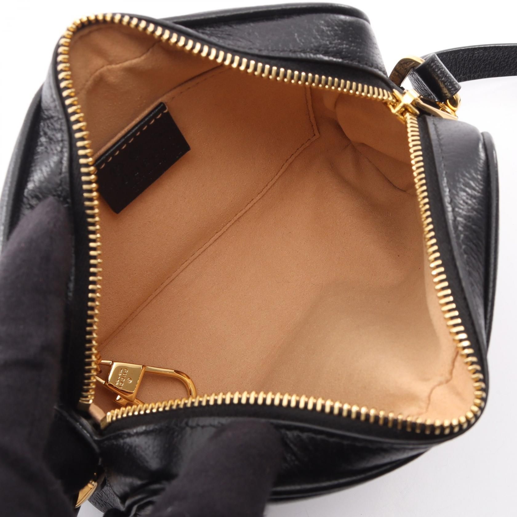Calfskin Web Mini Ophidia Shoulder Bag Black — view 3