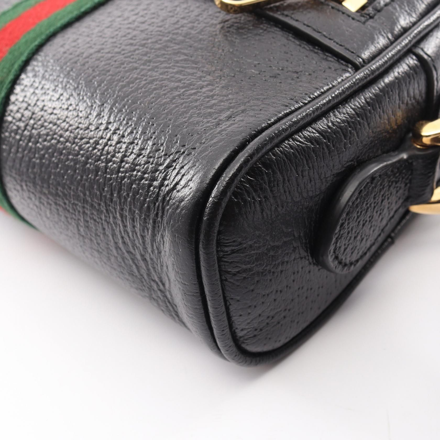 Calfskin Web Mini Ophidia Shoulder Bag Black — view 5