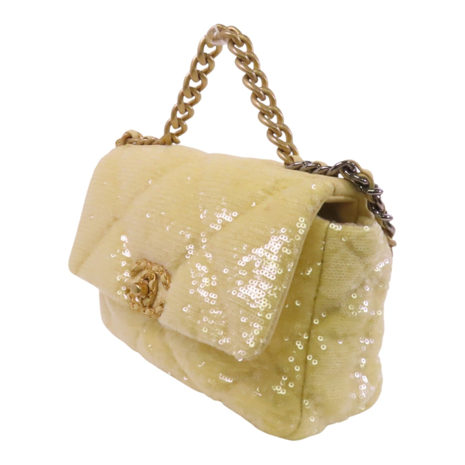 Piece 19 Sequin Flag Bag Golden Cross Hand-handed Sho, Yellow/Gold — view 3
