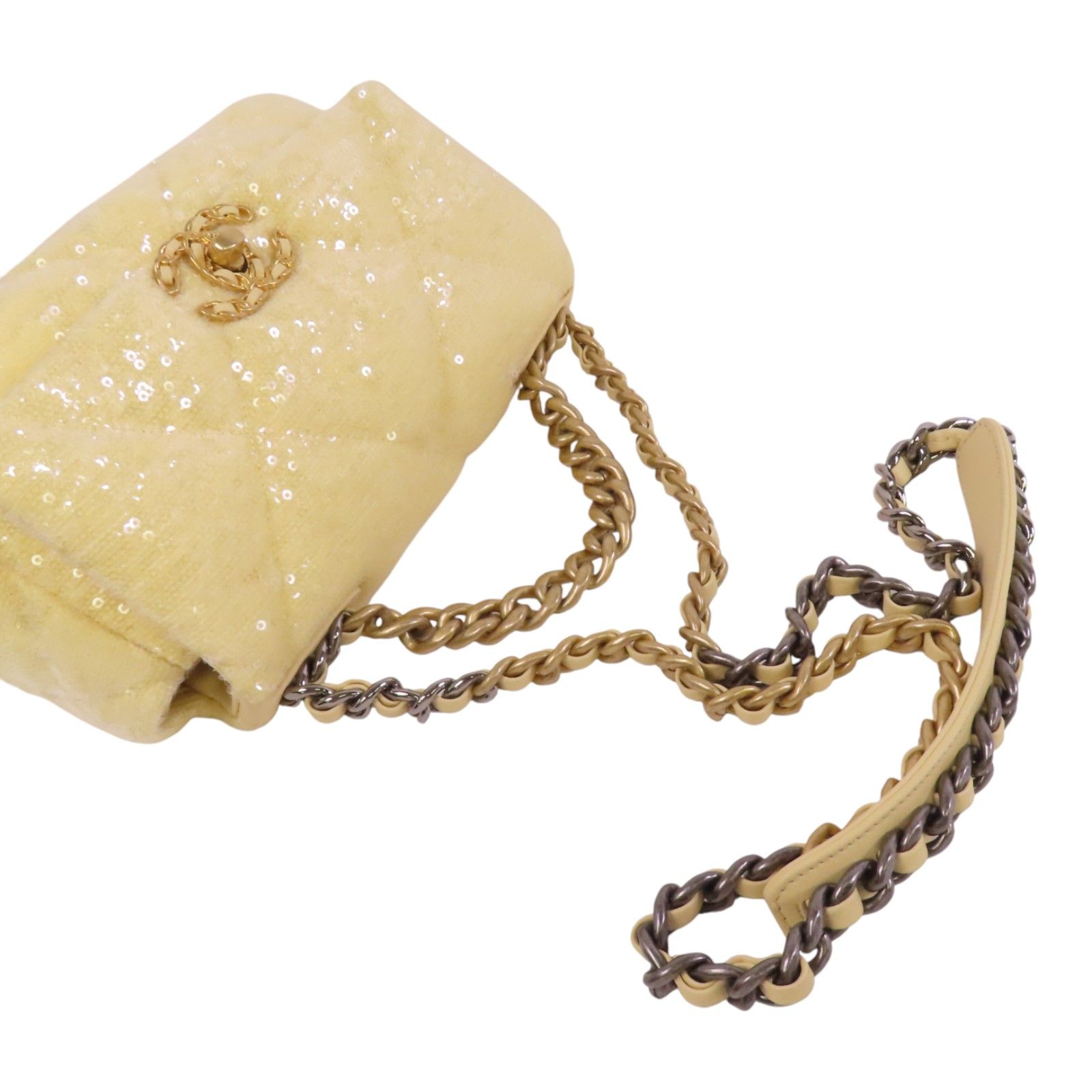 Piece 19 Sequin Flag Bag Golden Cross Hand-handed Sho, Yellow/Gold — view 8