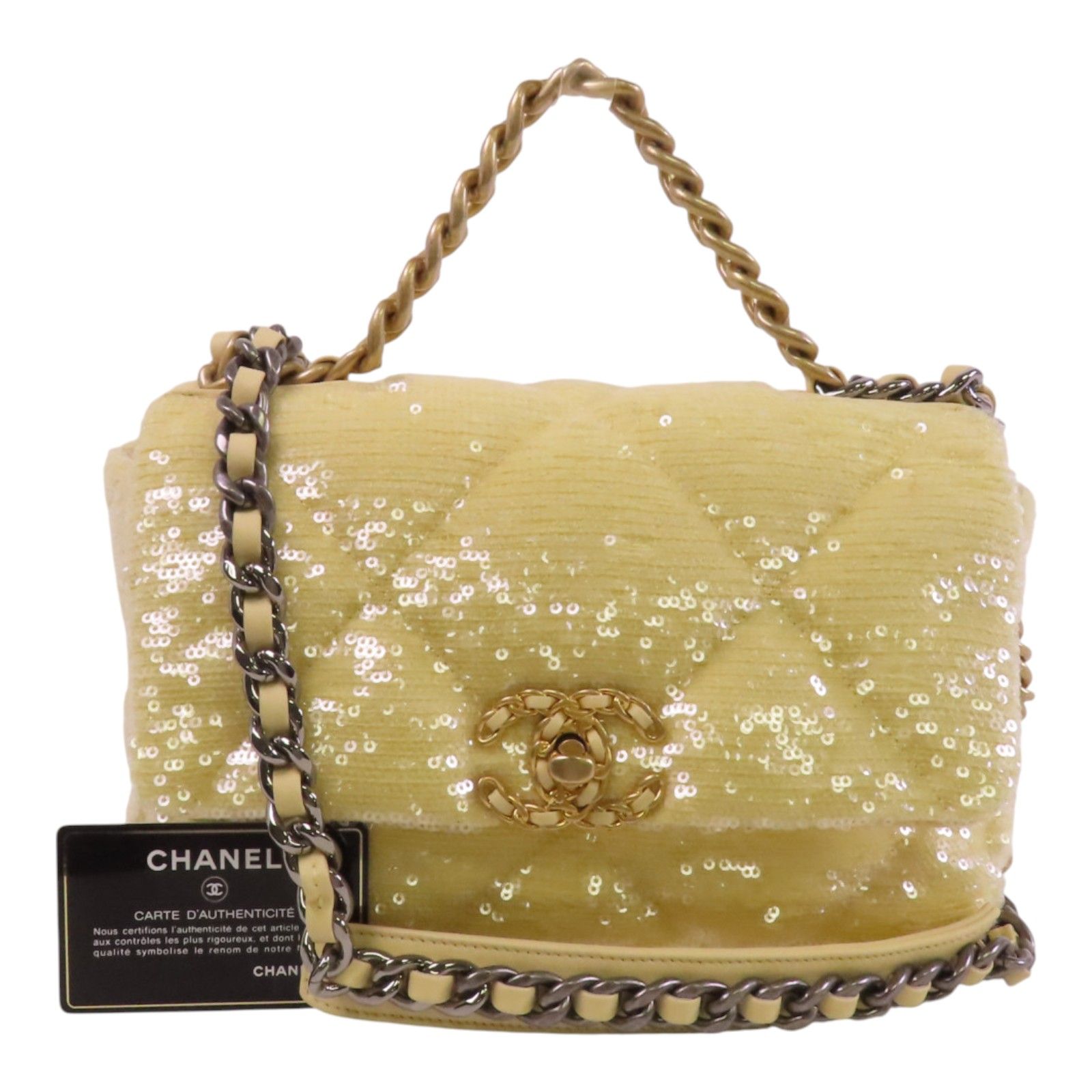 Piece 19 Sequin Flag Bag Golden Cross Hand-handed Sho, Yellow/Gold — view 10