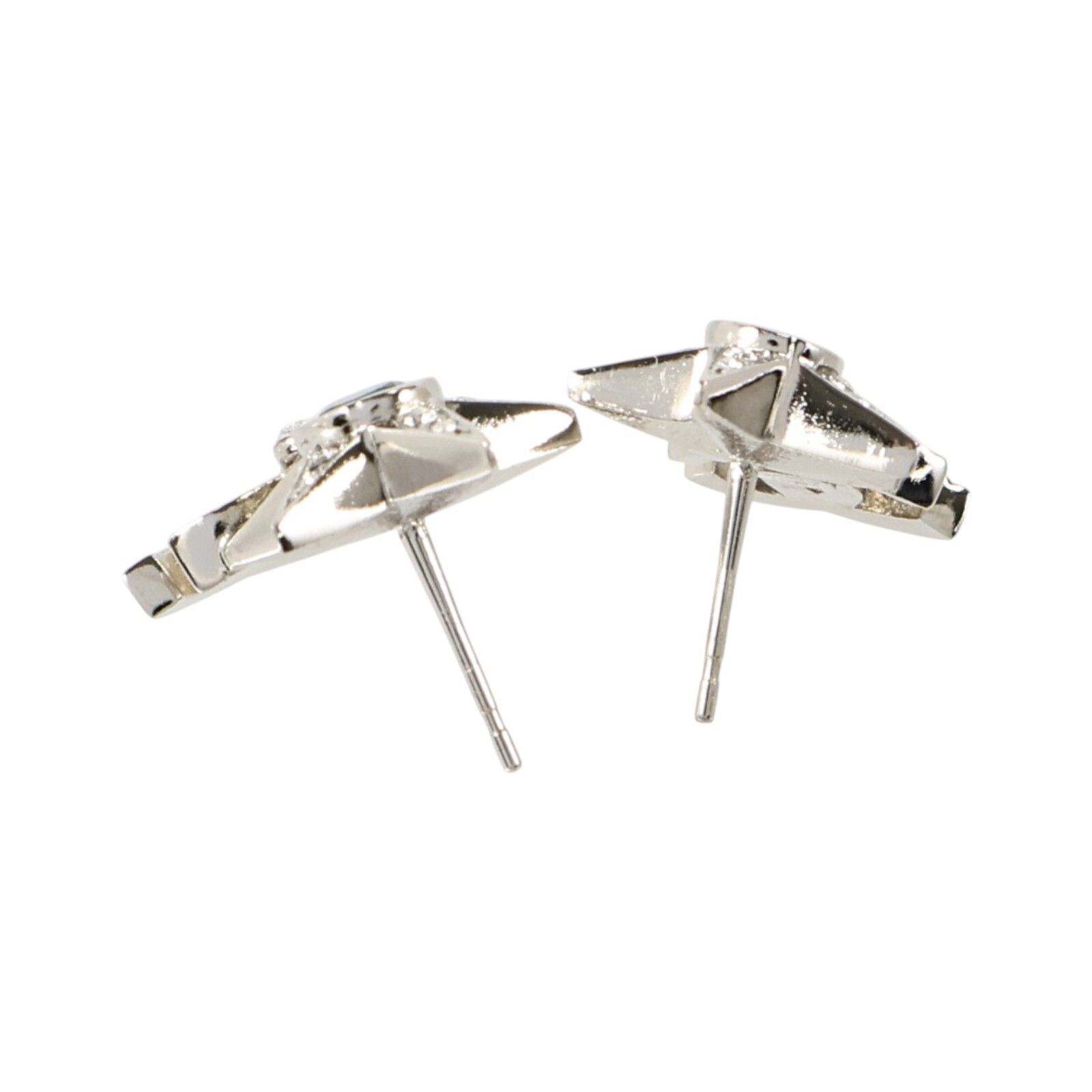Silver Star Stone Drop Pierced Earrings w/Box — view 4