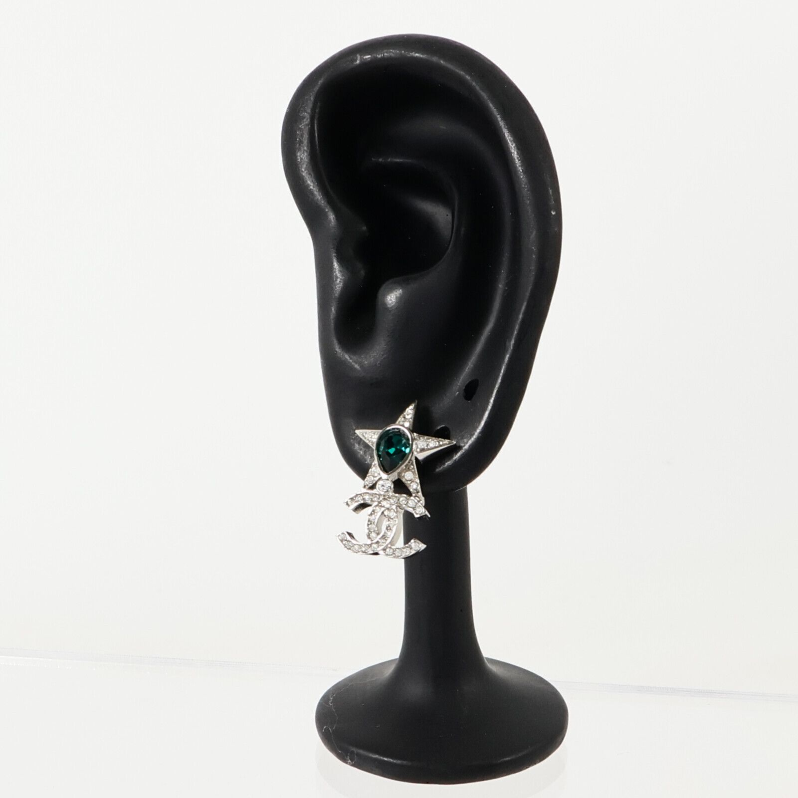 Silver Star Stone Drop Pierced Earrings w/Box — view 7